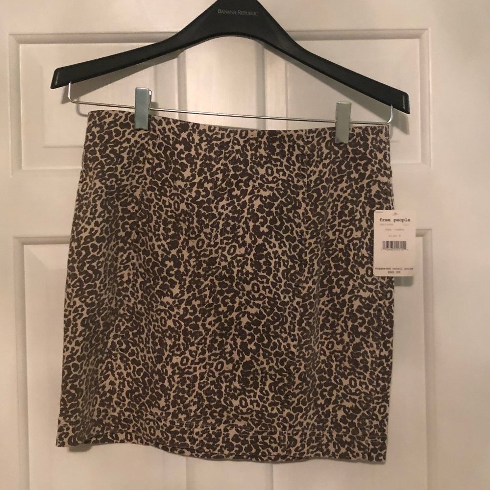NWT Free People Modern Femme Leopard Skirt